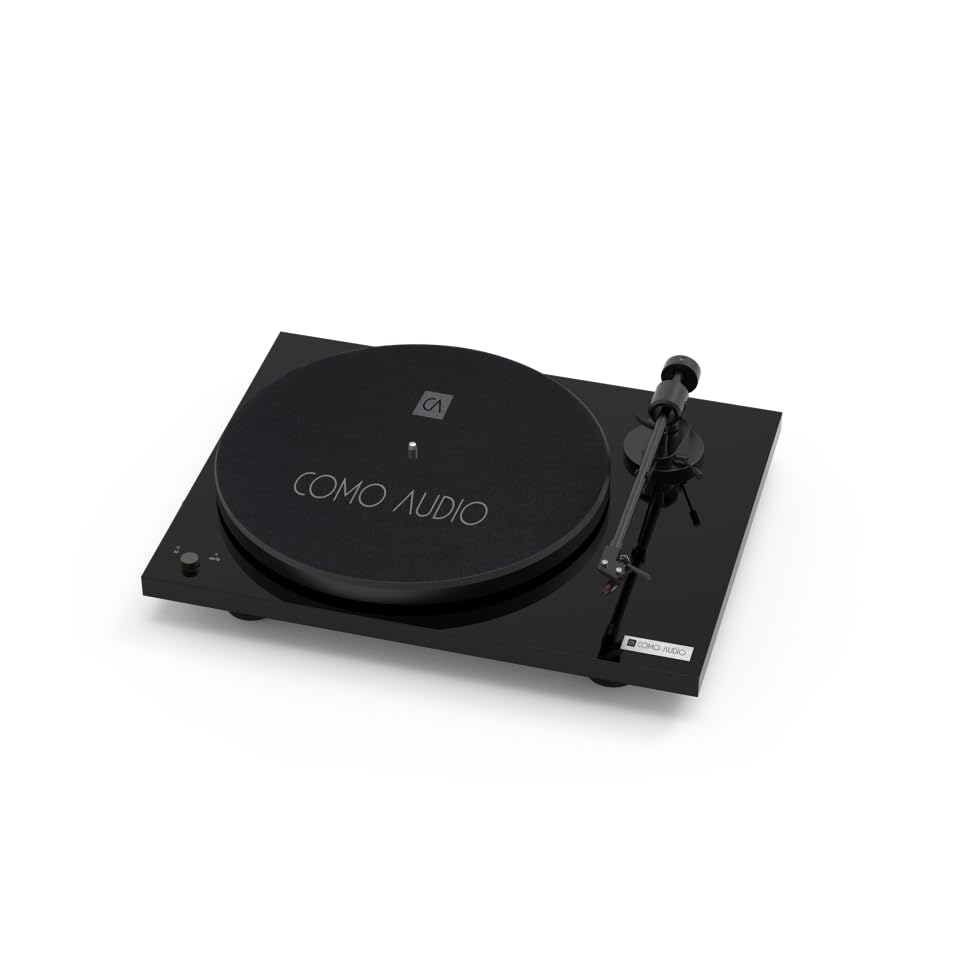 Vinile Entry-Level Giradischi con trasmissione a cinghia, preamplificatore Phono integrato, pickup Ortofon OM5e, 33/45 giri/min, nero lucido, realizzato a mano in Europa