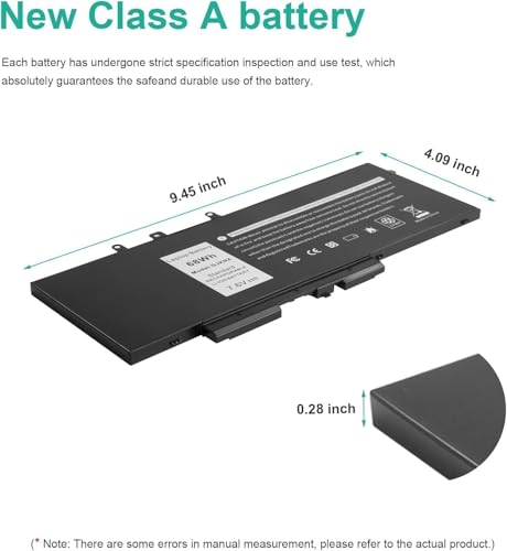 Image of GJKNX 7.6V 68WH Battery for Dell Latitude 5480 5580 5490 5491 5580 5590 5591 5280 5288 5488 5491 5495 E5480 E5580 E5490 E5590 Precision 3520 3530 Series GD1JP 0GD1JP DY9NT 5YHR4 451-BBZG (GJKNX)