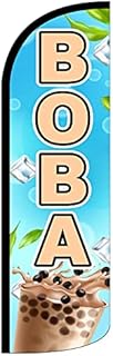 4 Less Co BOBA - Windless Swooper Flag Feather Drink Banner Sign 3x11.5 ft Tall (Flag Only) bq
