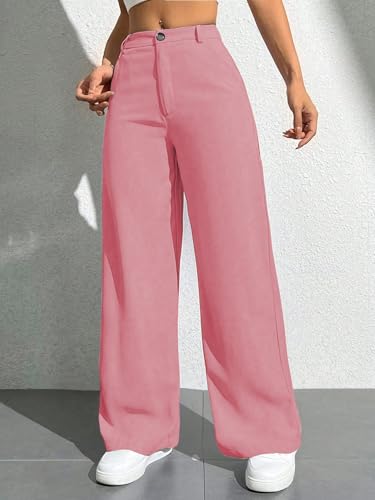 Image of Toochki Trousers for Woman Pants Women's Formal Office Korean | Beige Track Pant | Straight | Cotton Spandex Stretchable Trouser | High-Waisted Bottom Wear