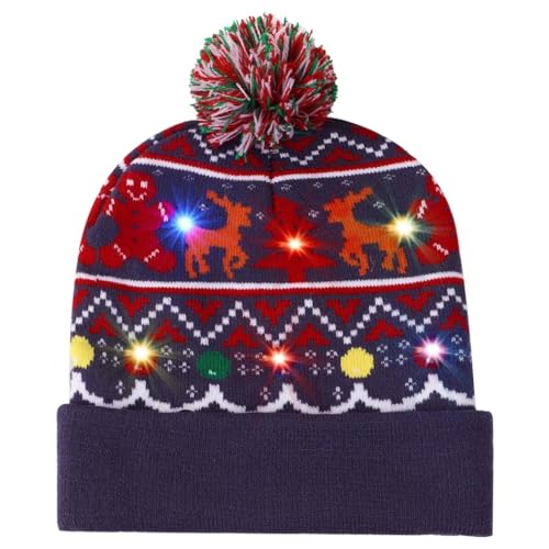 WratXLED Christmas Hats adults Light Up Beanie cap for Gift Holiday Hat Xmas Party Beanie cap Unisex Winter Snow Hat Sweater with 6 Colorful Lights LED Outdoor Snow hat 10.24 * 7.87 inch