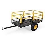 22 Cu.Ft 1600Lbs Steel ATV UTV Trailer Tow Behind Dump Cart, Heavy Duty Pull Behind Utility Dump Trailer for Lawn Mower Trailer Tractor Garden Yard with Removable Rear Panel