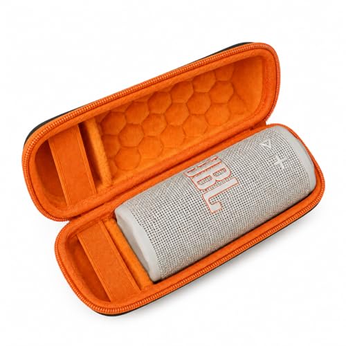 Image of Travel Carry Case for New JBL Flip 7, 6, 5, 4, 3 Portable Speaker, Shockproof, Dustproof, Protective Cover Storage Bag (Orange Inside)