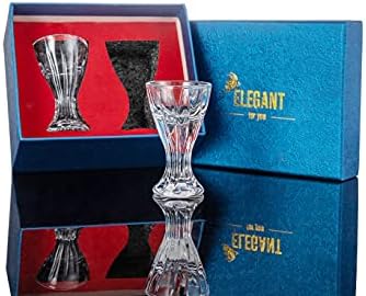 BothEarn Mini Shot Glass Set of 2-14 ml Cute Egg Cup with Stem - Gift Box for Tequila Vodka Soju Whiskey Maotai