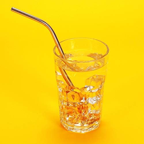 Vinsani 8.5" Silver Stainless Steel Drinking Straws, Reusable Metal Drinking Straws Set of 8 with 2 Cleaning Brush for Smoothie, Milkshake, Cocktail and Hot Drinks