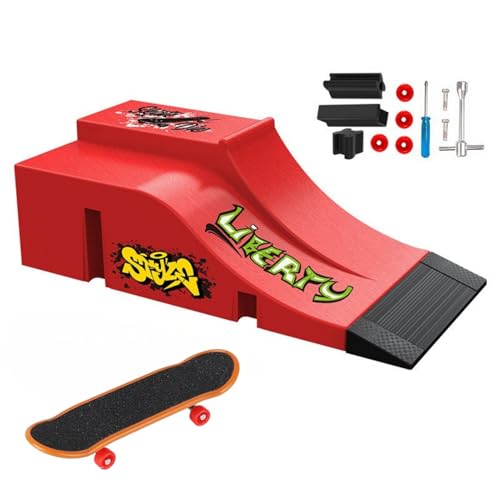 TriUnytion Skate Dedos e Rampa, Mini Fingerboard Park Kit Tech Deck Finger Skate jogo de Tech Deck Finger Skate com Rampa e outros acessórios, para meninos e meninas presente (A)