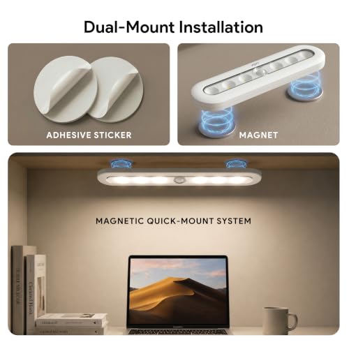 Image of wipro Garnet Motion Sensor Cabinet Light SL2 | Neutral White | Auto On /Off Lights for Kitchen, Wardrobe & Shelf | Wireless | Magnetic Stick On | Battery Required Separately (4*AAA) | PK 1