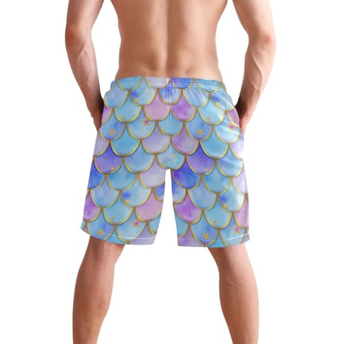 Quick Dry Colorful Mermaid Men's Swimming Shorts Swim Trunks with Mesh Lining Beach Wear - S2