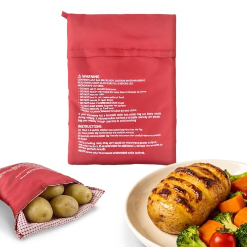 Mikrowellen Kartoffelbeutel Mittel 26x19cm 1Stück Kartoffel Express Beutel Waschbar Kochtasche für Mikrowelle Passend für Kartoffeln Maiskolben Süßkartoffeln Äpfel Brokkoli