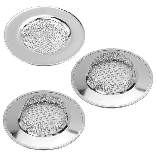 3 unidades de colador de acero inoxidable, colador de desagüe y para lavabo, inoxidable, 6,4 cm, para ducha y cocina