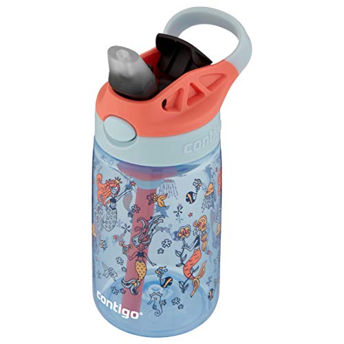 Image of Contigo Kids Straw Water Bottle with AUTOSPOUT Lid, 14oz, Mermaids