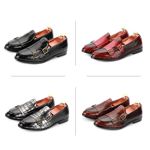 Men's Double Monk Strap Slip On Loafers Leather Formal Business Casual Comfortable Dress Shoes for Men2