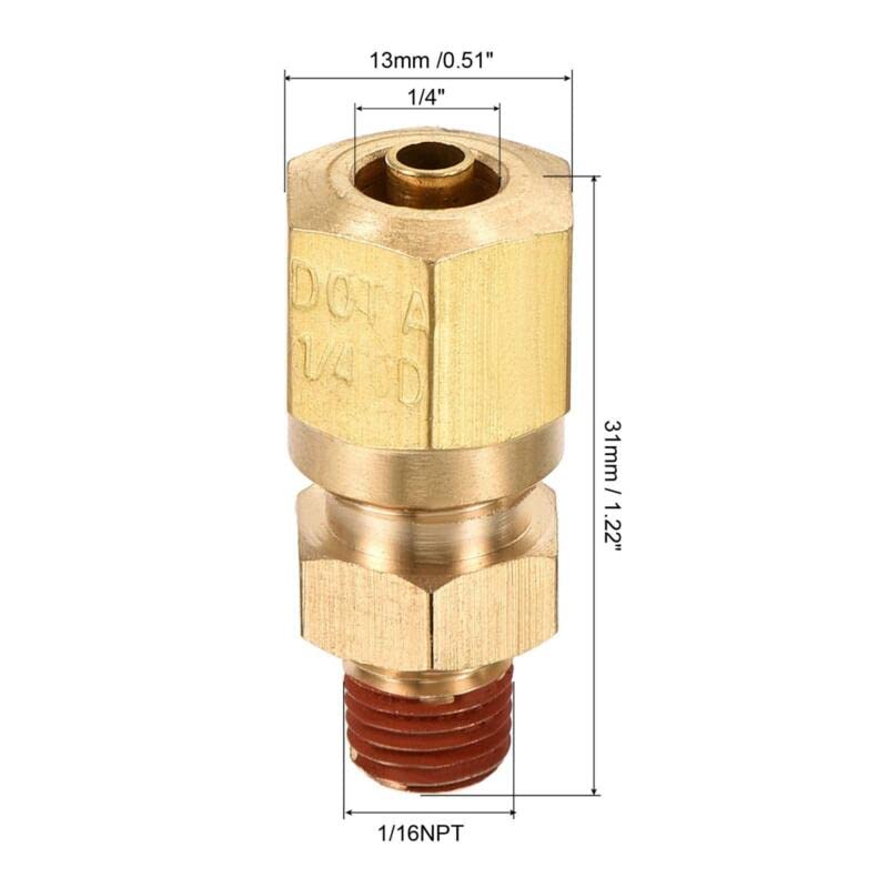 Tool parts Brass Compression Tube Fitting 1/16NPT x 1/4