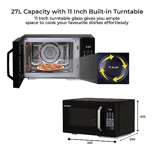 Image of SHARP 27L Convection Microwave Oven (R827KNK, Black, Healthy Fry with Zero Oil, Stainless Steel Cavity, Vapour Clean)
