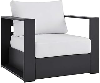Modway Tahoe Aluminum Outdoor Patio Armchair in Gray White