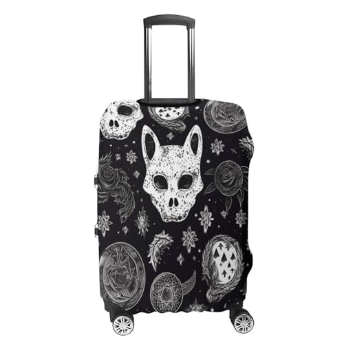 Skull Cat Moon Gothic Suitcase Cover Washable Luggage Cover Dust-proof Luggage Protector Cover Anti-Scratch Travel Suitcase Protector Fits 18-32 Inch Luggage4