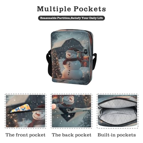 Crossbody Bag Christmas Snowman Winter Messenger Bag for Women Men Purse Shoulder Bag Satchel Bag with Adjustable Strap 202b68372