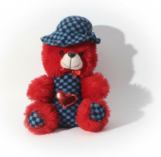 Neokiddo Cute Red Teddy Bear Soft Toy with Hat and Heart | Plush Stuffed Animal Toy | Educational Gift for Kids Boys and Girls for Birthday and Special Occasions