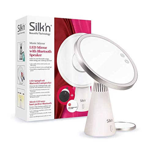 Inno Essentials MLB1PE1001 Silk'n Music Mirror - Espejo de maquillaje, reproductor de música y lámpara de mesa, 1000 g