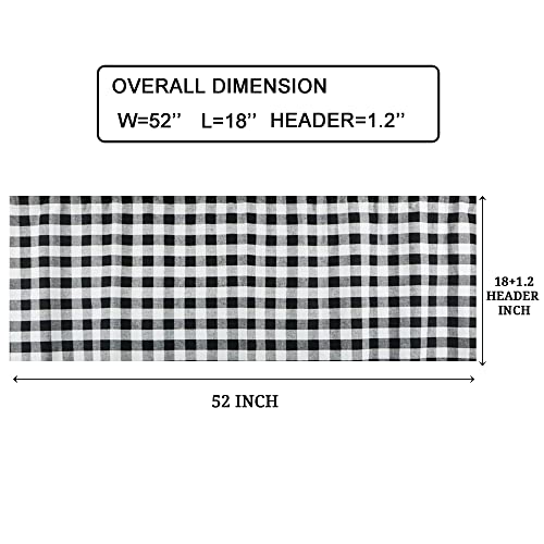 Deztibos Buffalo Black And White Check Kitchen Window Valance 2 Pack Half Short Gingham Plaid Farmhouse Textured Short Window Drape Panel Home Decor Curtain Valance #TOP1