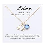 TGOLM Collar con colgante de piedra natal del zodiaco chapado en oro de 14 quilates, collar con dije de signo del horóscopo para mujeres y niñas, regalo de cumpleaños, Zinc, Circón