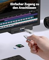 ORICO USB Hub 3.2, 10Gbit/s Aluminum USB-Hub und USB-C PD 60W, 6 Ports USB Verteiler mit 2 Typ-A 3.2 und 1 Typ-C3.2, SD/TF 3.0, AUX, 100cm Kabel (C auf A/C) für Monitore, Schreibtische – Ansicht 8