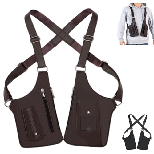 Shoulder Bag for Men,Premium Leather Adjustable Underarm DoubleShoulder BagFor Men & Women (Brown)