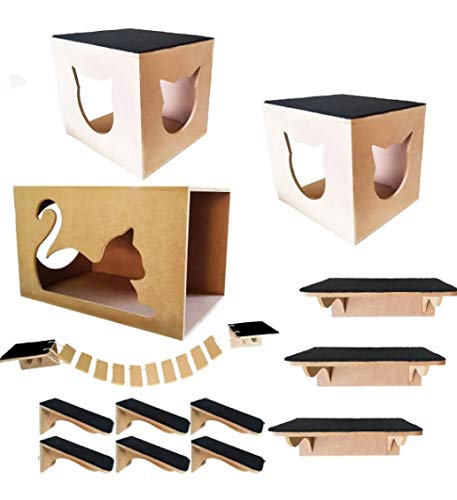 Play Kit Nicho de Gato MDF Gigante Toca Prateleira Degrao