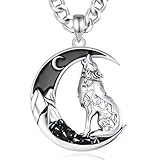【SPEZIFIKATIONEN】 Diese fesselnde keltische Wolfskette verfügt über einen Anhänger mit einer Höhe von 36,6 mm/1,44 Zoll und einer Breite von 24,6 mm/0,97 Zoll, wodurch ein Statement-Stück geschaffen wird, das jedes Kleidungsstück wunderbar ergänzt. Die Halskette ist sorgfältig gefertigt und wiegt ca. 6,41 Gramm. Sie hat die Form eines Mondes und eine kubanische Kette, die einen angenehmen Tragekomfort während des ganzen Tages gewährleistet.