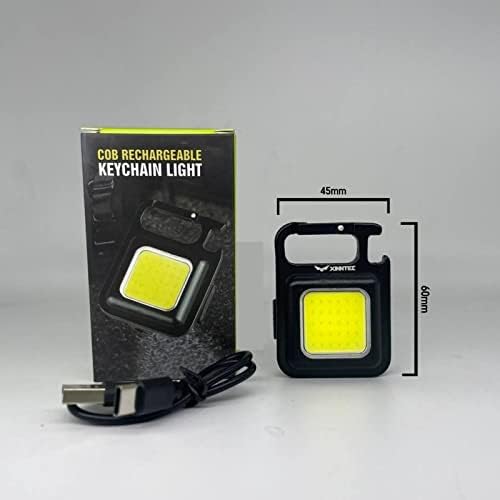 XINNTEC Mini LED COB Flashlight 800 Lumens 500mAh 4 Light Mode Tiny Handheld Keychain Torch Work multifunctional emergency keyring Flashlight Rechargeable Folding Bracket Bottle Opener Camping Fishing