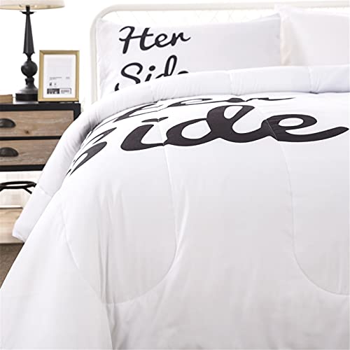 Conjunto de edredom WONGS BEDDING His Sider and Her Side, White, Black, King Size