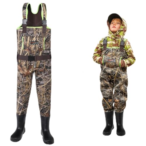 Image of HISEA Kids Chest Waders Neoprene Fishing Waders for Toddler & Children Youth Duck Hunting Waders for Kids with Boots