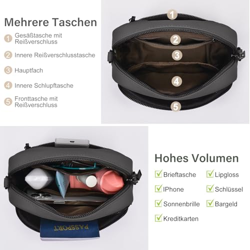 GASSDA Umhängetasche Damen Kleine Handtasche Damen PU Leder Crossbody Bag Moderne Taschen mit Abnehmbarem Schultergurt
