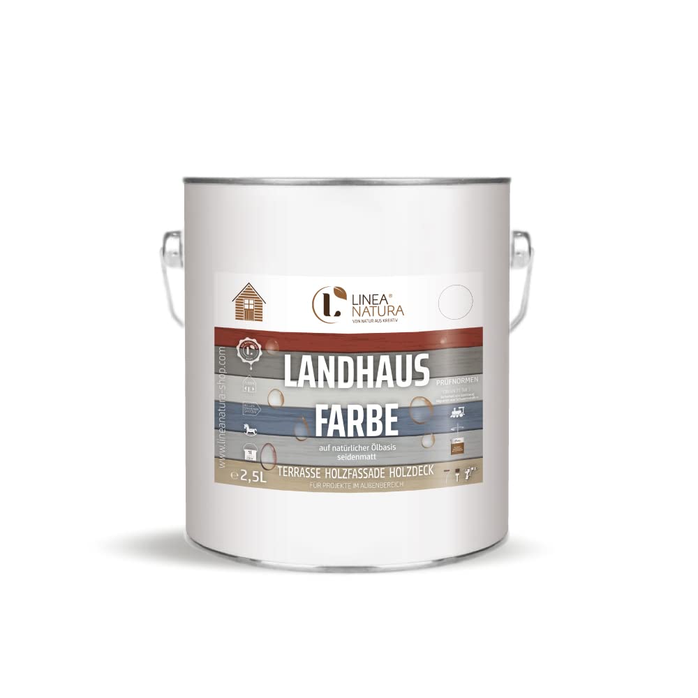 Linea Natura Landhausfarbe für Außenbereich | seidenmatt, besonders deckend & umweltfreundlich (2,5 L, Altweiß)