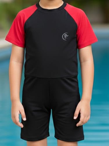 Image of KiddoPanti Boys & Girls Half Sleeve Mid Thigh Length Swim Suit