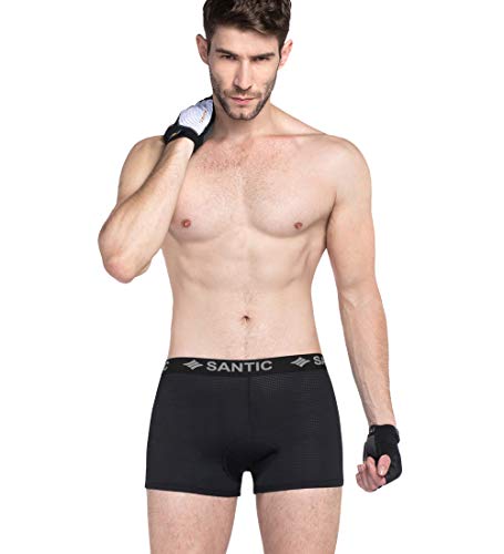 Santic Hommes Shorts Cyclisme Caleçon de avec Cuissard 3D Gel Rembourré Sweat Absorbent Volatility Fast Drying Padded VTT pour Homme,Noir S Cover