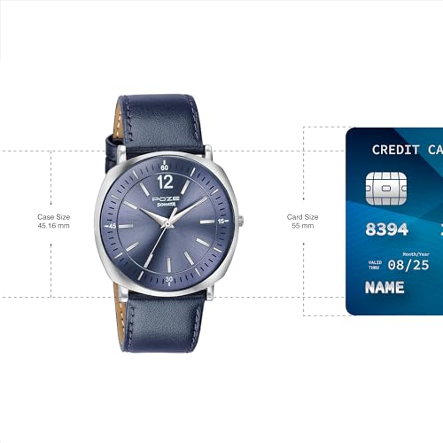 Image of Sonata Poze 6 Strokes and Stroll Quartz Blue Round Dial Men's Watch | Leather Strap Material | Watches for Men Analog - SP70002SL04