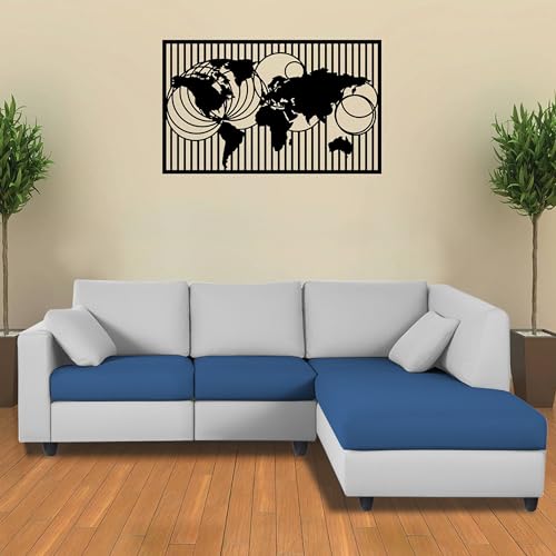 Image of Florian RHS 4 Seater L Shape Sofa Set for Living Room (Blue Grey Fabric) Premium Fabric Sofa