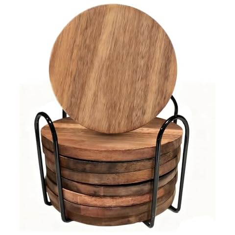 Benaewa 8 Pcs Wooden Coasters Cover