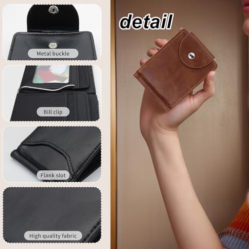 Slim Wallet for Men, Stylish Buckle Men’s Wallets with ID Window and Rear Card Slot, Front Pocket Wallets for Men for Credit Cards, ID Cards, and Cash (Black)3
