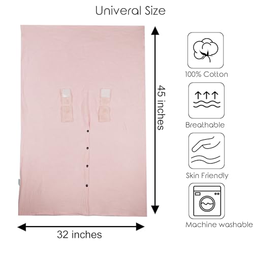 Image of Muslin Cotton Baby car seat Canopy Cover with Flannel for Winter,Multi-Use Mom Nursing Breastfeeding Cover,Flannel Blanket for Infant,Pink.