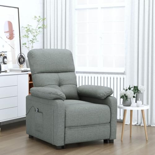 Silla Relax Eléctrica de Tela Gris Oscuro con 3 Posiciones, Asientos y Reposabrazos Acolchado Estructura de Madera y Metal, Ajustable para Salón y Oficina