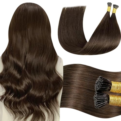 LaaVoo I Tip Hair Extensions Human Hair Brown I Tip