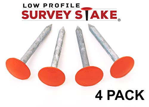 Survey Marker - 4 Pack - Low Profile Survey Stakes (Hi-Vis Orange) #TOP2