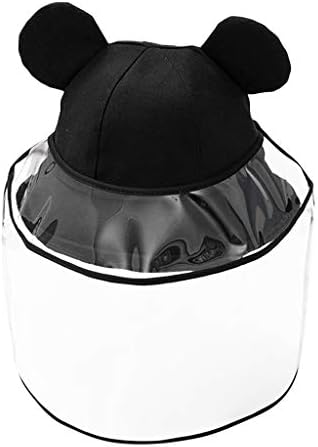 Child Protective Hat with Clear Baffle, Pstarts Cute Cartoon Outdoor Anti-Spitting Waterproof Dustproof Fisherman Cap, TPU Environmental Face Cover Adjustable Size (Black)