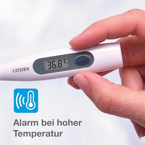 Citizen CTA303 Antibakterielles, wasserfestes, digitales medizinisches Thermometer mit Fieberalarm, oral, Achselhöhle, rektal, genaue Messungen für Erwachsene, Kinder, Kleinkinder und Babys