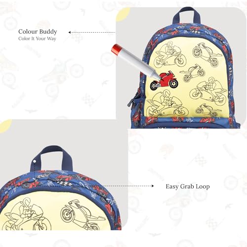 Image of F Gear Colour Buddy 12L Kids Backpack, Kids Can Colour On The Bag, 1 Compartment & 2 Pockets; Lightweight, Durable & Fun Backpack for School & Travel | Comfortable & Stylish Bag