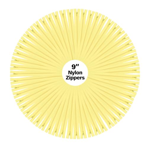 Mandala Crafts 100 PCs Butter Yellow Closed-End 9" Nylon Zippers for Sewing