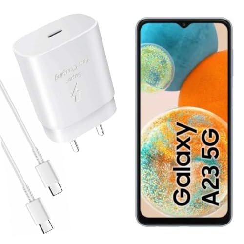Image of MAK 25W Charger with Cable for Samsung Galaxy A23 5G Charger Adapter Compatible with Galaxy A23 Charger, 25 Watt USB Type C to C Pd Charging Adapter C Type, White