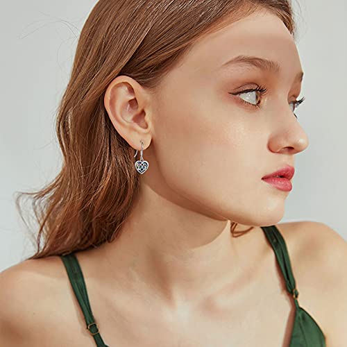 Celtic Heart Earrings For Women Teen Girls Sterling Silver Abalone Shell Celtic Knot Love Dangle Drops Earrings Jewelry Gifts For Her Women Teen Girls Easter Birthday Anniversary #TOP1